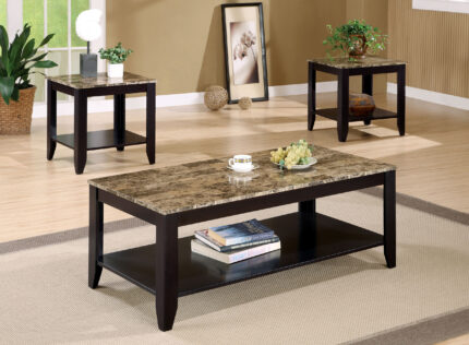 Flores 3-piece Faux Marble Top Coffee Table Set Cappuccino product image