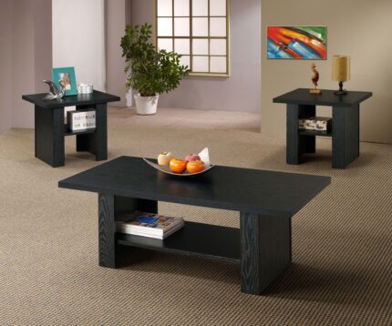 Rodez 3-piece Engineered Wood Coffee Table Set Black Oak product image