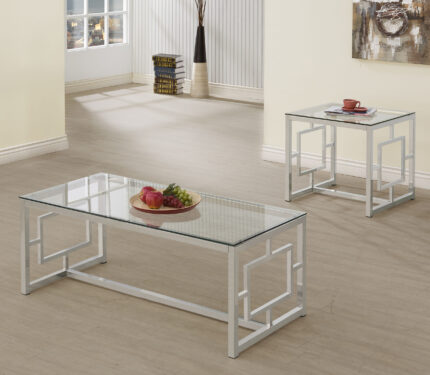 Merced 2-piece Rectangular Coffee and End Table Set Nickel product image