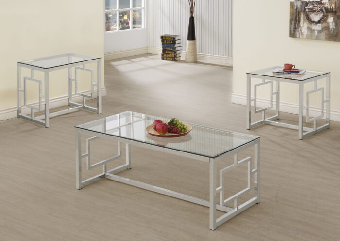 Merced 3-piece Rectangular Coffee and End Table Set Nickel product image