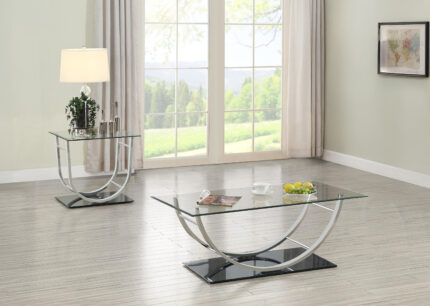 Danville 2-piece Glass Top Coffee and End Table Set Chrome product image