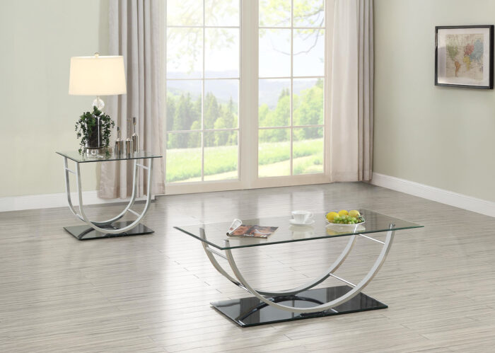 Danville 2-piece Glass Top Coffee and End Table Set Chrome product image