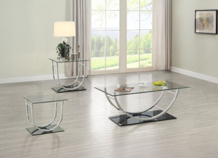 Danville 3-piece Glass Top Coffee and End Table Set Chrome product image