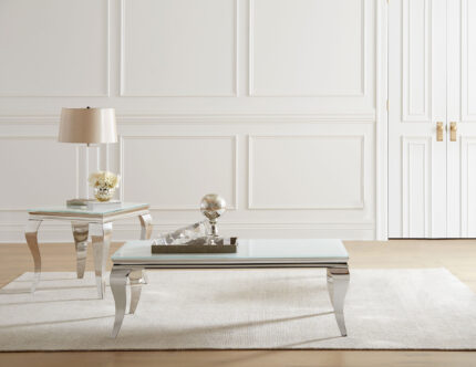 Carone 2-piece Glass Top Coffee and End Table Set White product image