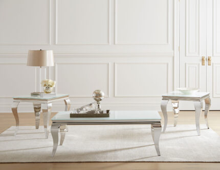 Carone 3-piece Glass Top Coffee and End Table Set White product image