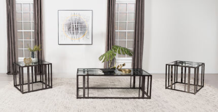 Adri 3-piece Coffee and End Table Set Black Nickel product image