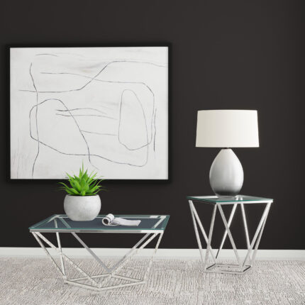 Brittania 2-piece Square Coffee and End Table Set Nickel product image