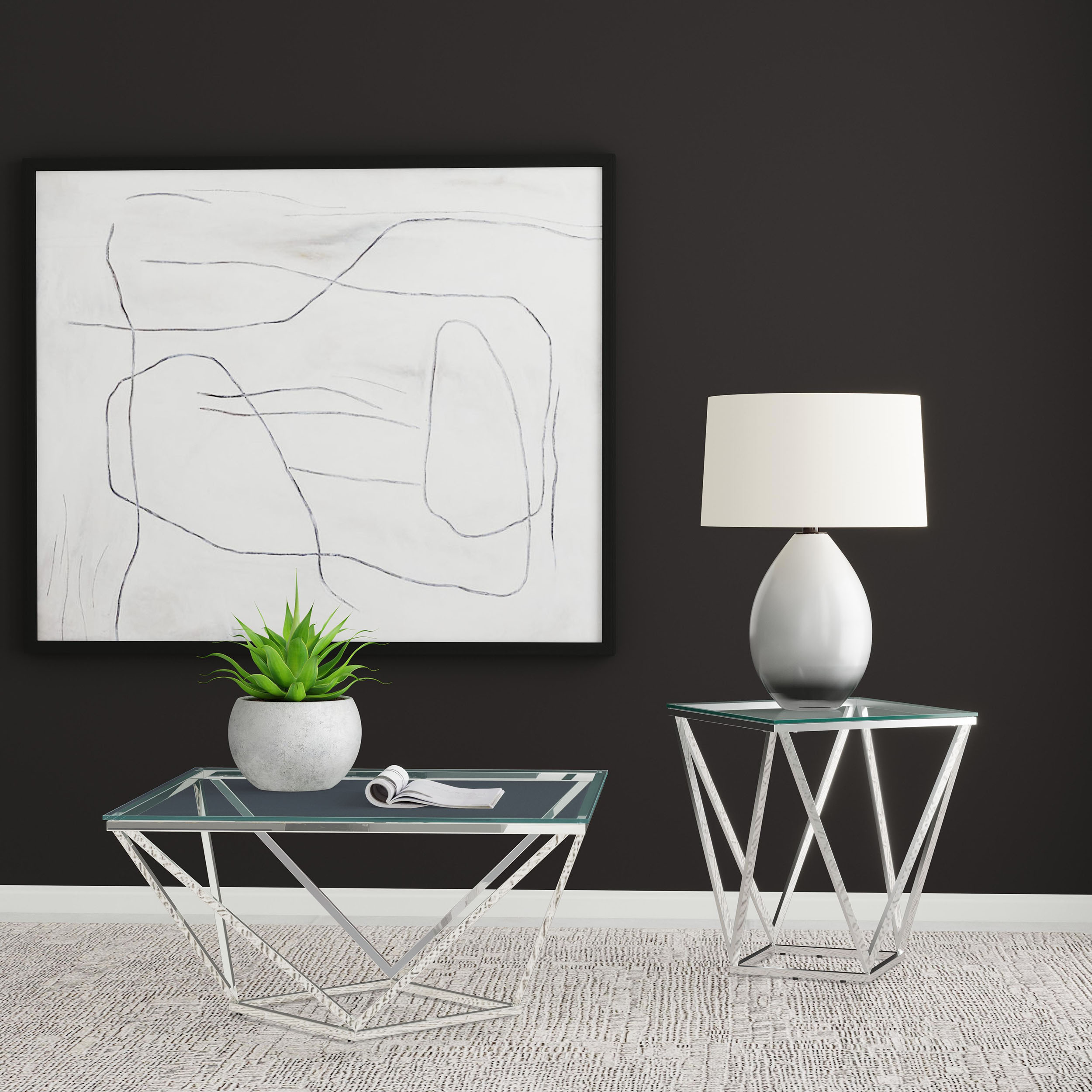 Brittania 2-piece Square Coffee and End Table Set Nickel Brittania 2-piece Square Coffee and End Table Set Nickel product image