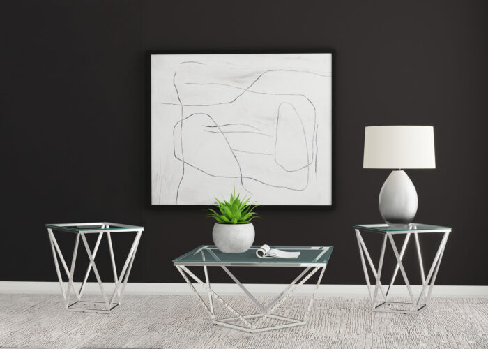 Brittania 3-piece Square Coffee and End Table Set Nickel product image