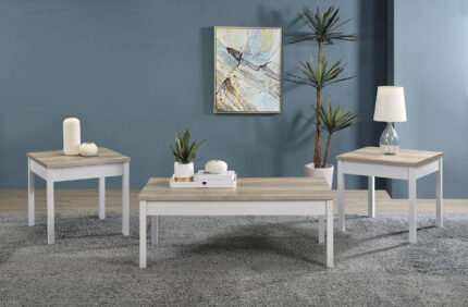 Stacie 3-piece Coffee Table Set Distressed Pine and White product image