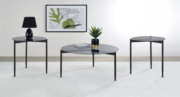 Rosalie 3-piece Round Coffee and End Table Set Grey product image