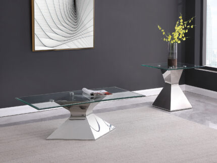 Jenny 2-piece Rectangular Coffee and End Table Set Chrome product image