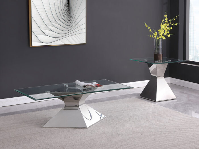 Jenny 2-piece Rectangular Coffee and End Table Set Chrome product image