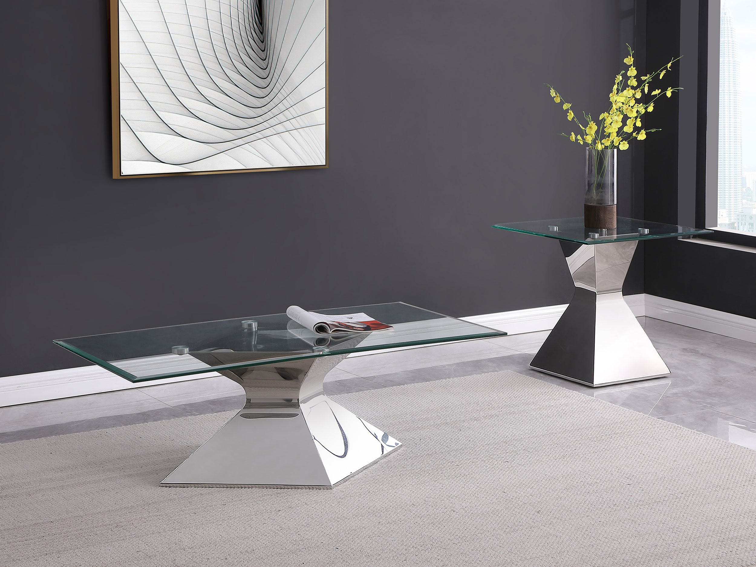Jenny 2-piece Rectangular Coffee and End Table Set Chrome Jenny 2-piece Rectangular Coffee and End Table Set Chrome product image