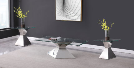 Jenny 3-piece Rectangular Coffee and End Table Set Chrome product image