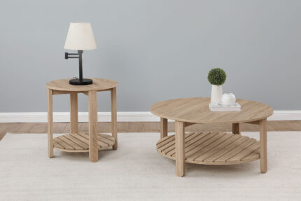 Fowler 2-piece Round Coffee and End Table Set Natural product image