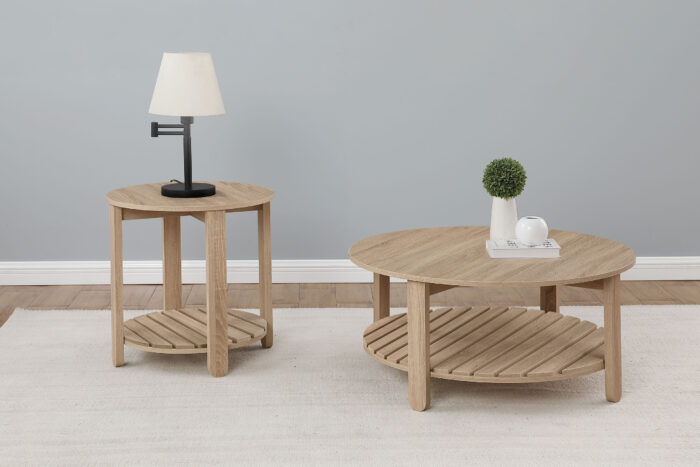 Fowler 2-piece Round Coffee and End Table Set Natural product image