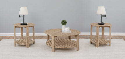 Fowler 3-piece Round Coffee and End Table Set Natural product image