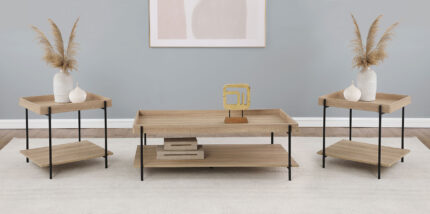 Fallon 3-piece Rectangular Coffee and End Table Set Natural product image