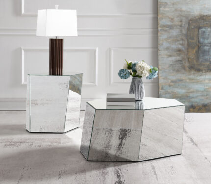 Capella 2-piece Mirrored Coffee and End Table Set Silver product image