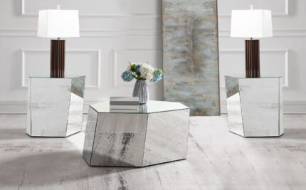Capella 3-piece Mirrored Coffee and End Table Set Silver product image