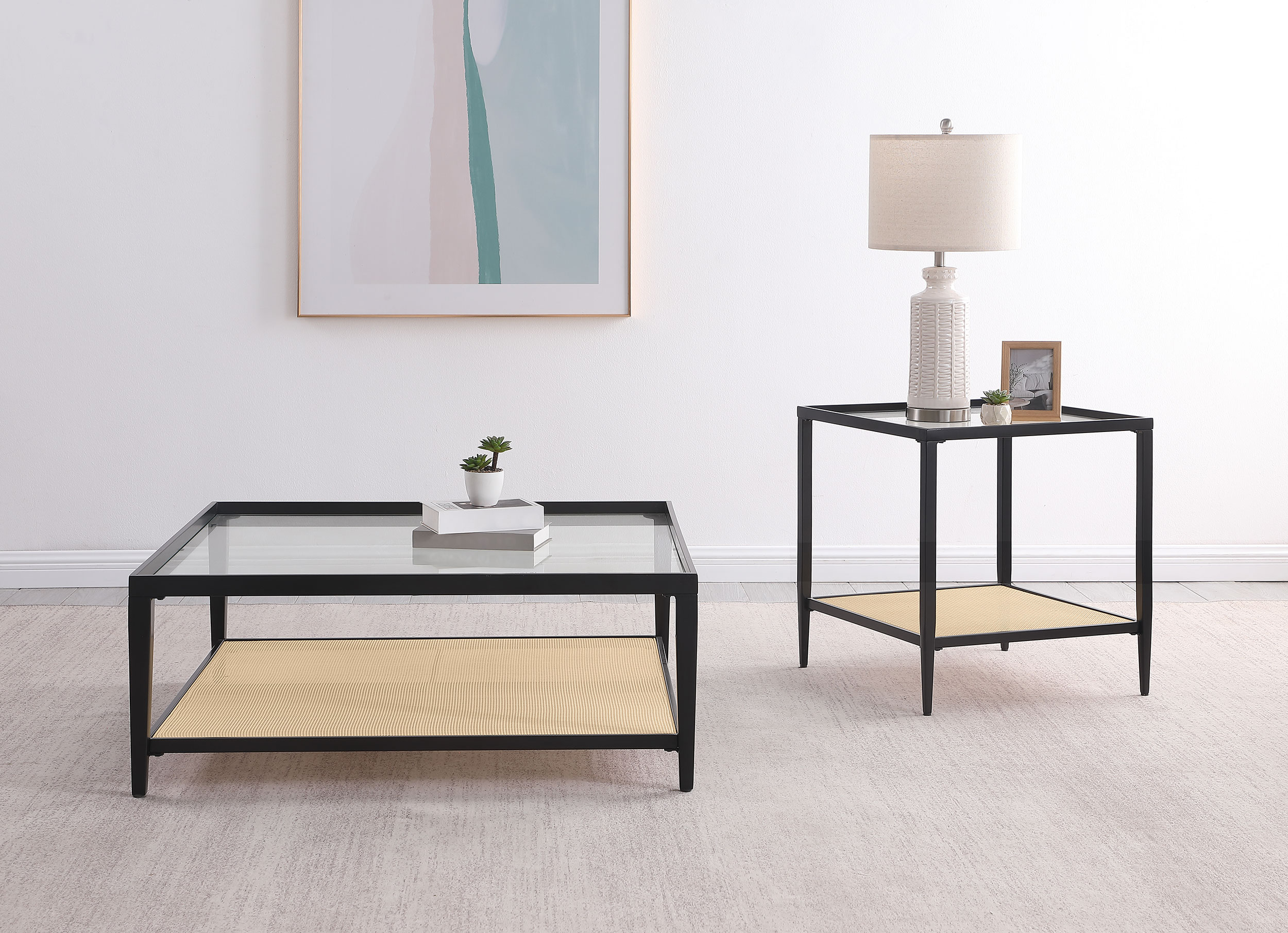 Amherst 2-piece Coffee and End Table Set Black Amherst 2-piece Coffee and End Table Set Black product image