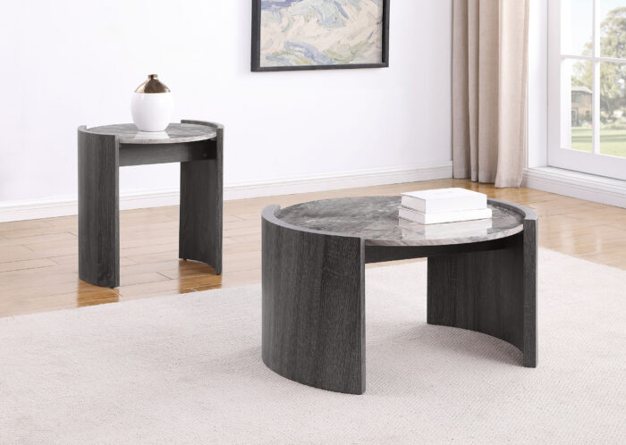 Gladstone 2-piece Coffee and End Table Set Distressed Grey product image