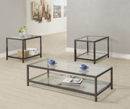 Trini 3-piece Coffee and End Table Set Black Nickel product image
