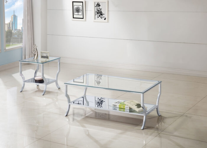 Saide 2-piece Glass Top Coffee and End Table Set Chrome product image