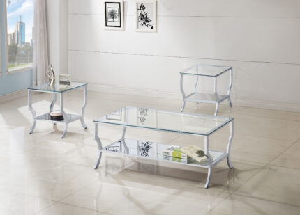 Saide 3-piece Glass Top Coffee and End Table Set Chrome product image