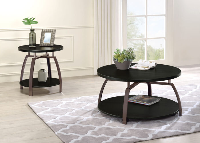 Dacre 2-piece Round Coffee and End Table Set Dark Charcoal product image