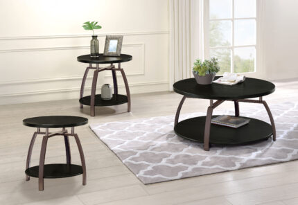 Dacre 3-piece Round Coffee and End Table Set Dark Charcoal product image