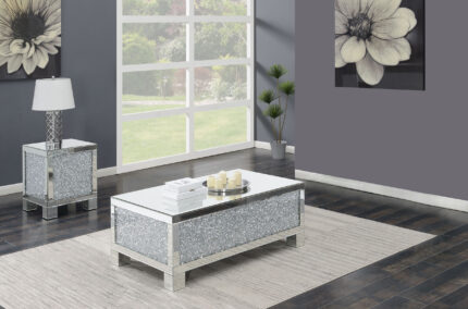 Gillian 2-piece Mirrored Coffee and End Table Set Silver product image