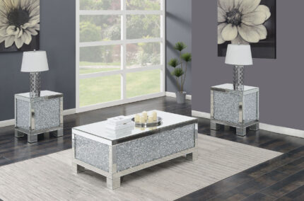 Gillian 3-piece Mirrored Coffee and End Table Set Silver product image