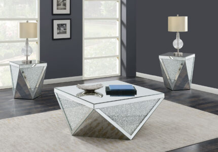 Amore 3-piece Mirrored Coffee and End Table Set Silver product image