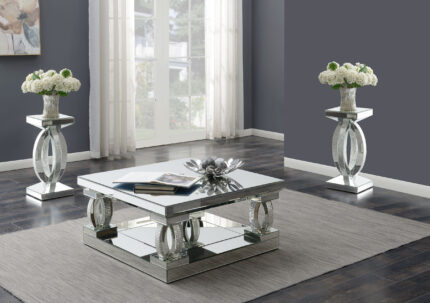 Amalia 3-piece Mirrored Coffee and End Table Set Silver product image