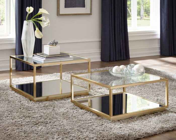 Renee 2-piece Square Coffee Table Set Rose Brass product image