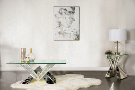 Taffeta 2-piece Mirrored Coffee and End Table Set Silver product image