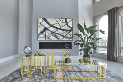 Adri 3-piece Coffee and End Table Set Matte Brass product image