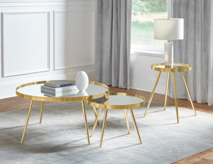 Kaelyn 3-piece Round Coffee and End Table Set Gold product image