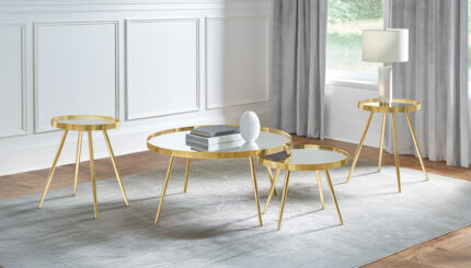 Kaelyn 4-piece Round Coffee and End Table Set Gold product image