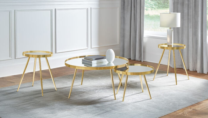 Kaelyn 4-piece Round Coffee and End Table Set Gold product image