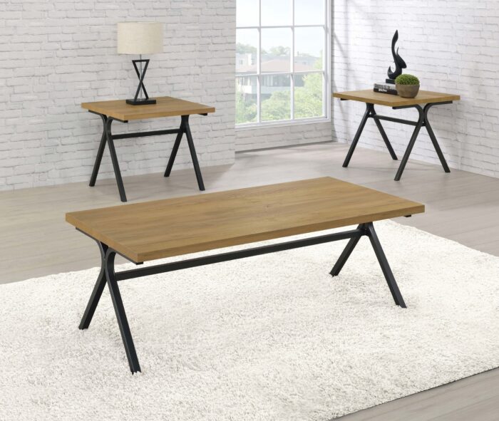 Colmar 3-piece Engineered Wood Coffee Table Set Golden Oak product image