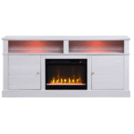 Lucifer White Walnut TV Stand with Fireplace By Lilola head on product image