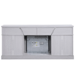 Lucifer White Walnut TV Stand with Fireplace By Lilola cabinets back product image