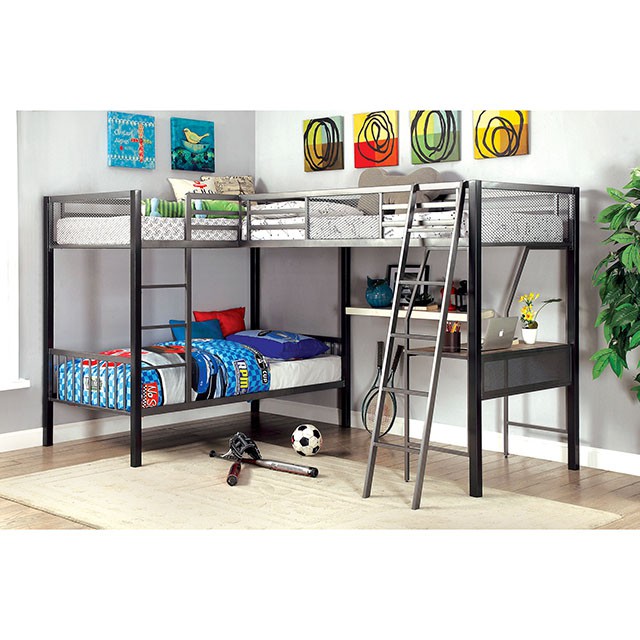 Ballarat L-shaped Triple Twin Bunk Bed - Furniture of America product image