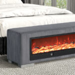 Elnath Bench w/ Visual Wood Log Fireplace - Furniture of America product image