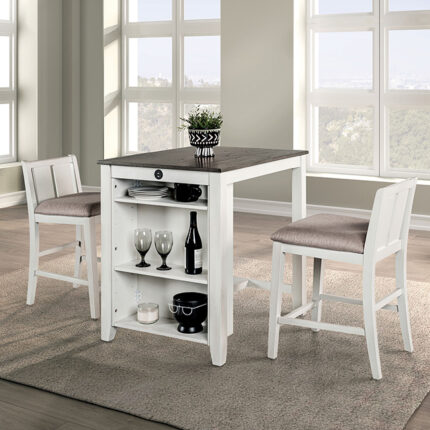 Lescles 3 Pc Counter Ht Set (1 Table + 2 Chairs) - Furniture of America product image