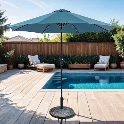 Tano 9' Outdoor Umbrella + 21" Round Base - Furniture of America product image