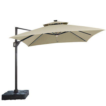 Sano 10 Ft Square Umbrella w/ Double Top w/ LED Light + 37" Large Base - Furniture of America product image